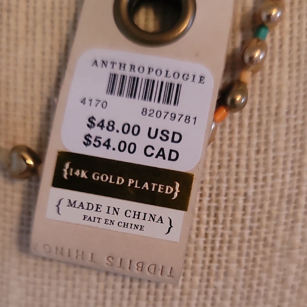 Anthropologie Gold Heart And Multi Color Beaded Necklace - Picture 9 of 9